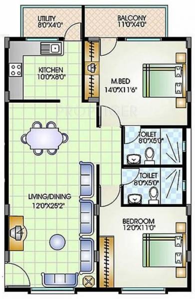 Marutham Orchid (2BHK+2T (1,170 sq ft) 1170 sq ft)