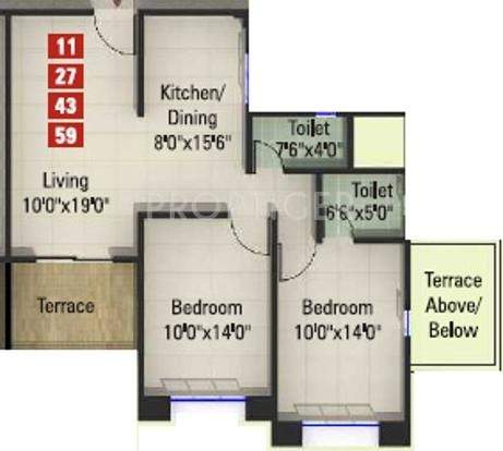 Kumar Panchsheel (2BHK+2T (988 sq ft) 988 sq ft)