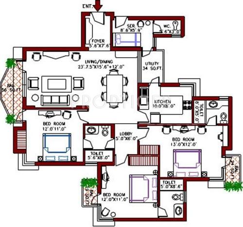 Vipul Greens (3BHK+3T (1,630 sq ft) 1630 sq ft)