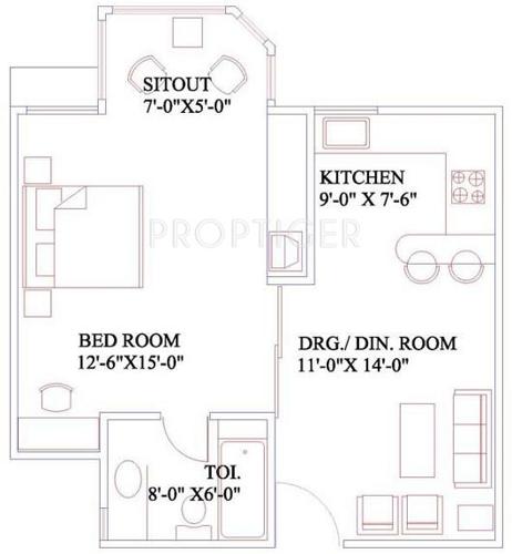 Dreamland Royal Heritage (1BHK+1T (514 sq ft) 514 sq ft)