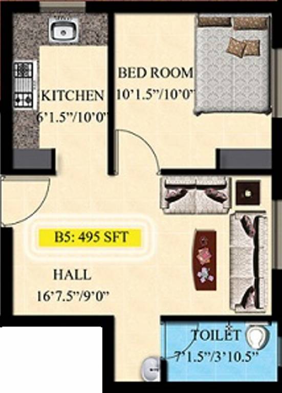 JMM Anemone Apartments (1BHK+1T (495 sq ft) 495 sq ft) JMM Anemone Apartments (1BHK+1T (495 sq ft) 495 sq ft)