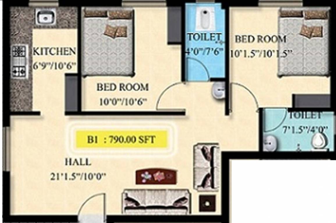 JMM Anemone Apartments (2BHK+2T (790 sq ft) 790 sq ft) JMM Anemone Apartments (2BHK+2T (790 sq ft) 790 sq ft)
