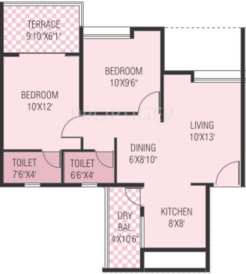 Nirman Brookefield Willows (2BHK+2T (886 sq ft) 886 sq ft)