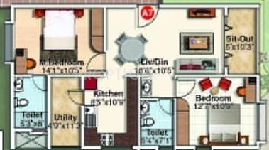 Myhna Heights (2BHK+2T (1,075 sq ft) 1075 sq ft)