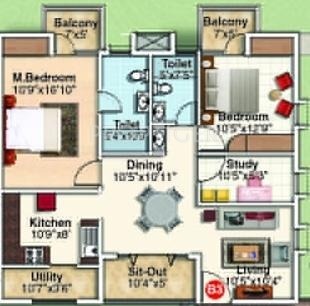 Myhna Heights (2BHK+2T (1,271 sq ft) + Study Room 1271 sq ft)