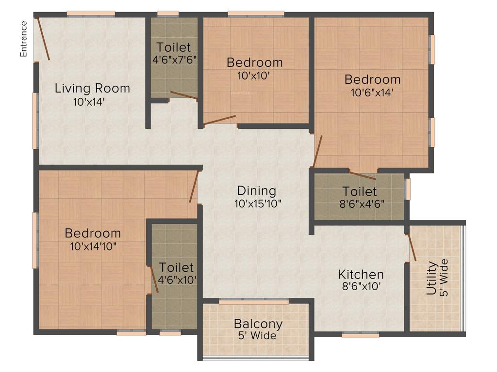 DSR Green Field (3BHK+3T (1,437 sq ft) 1437 sq ft)