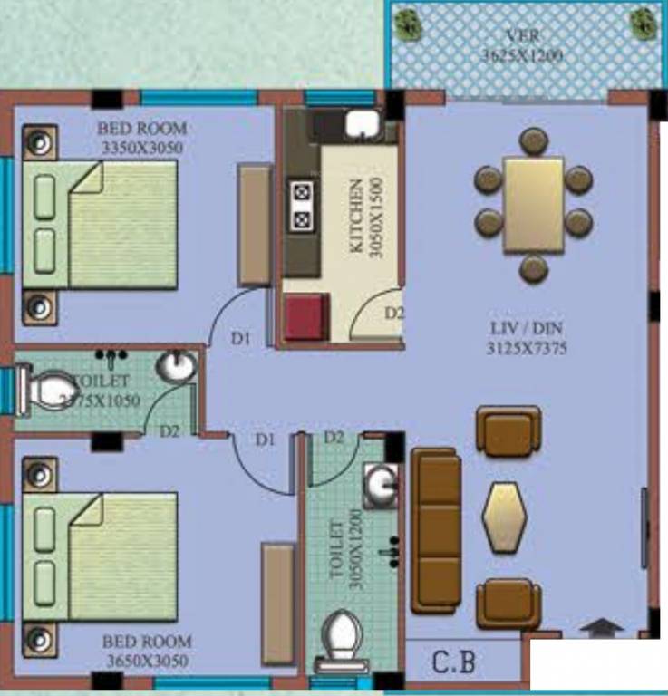 Team Bou Thakuranir Haat (2BHK+2T (999 sq ft) 999 sq ft)