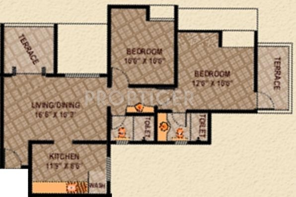 Ikon Four Avenues (2BHK+2T (970 sq ft) 970 sq ft)