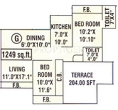 Bhumiraj Hermitage (2BHK+2T (1,249 sq ft) 1249 sq ft) Bhumiraj Hermitage (2BHK+2T (1,249 sq ft) 1249 sq ft)
