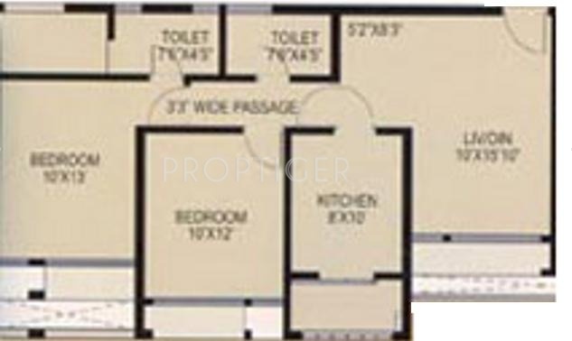 Pm Group Garden Estate Floor Plan (2BHK+2T)