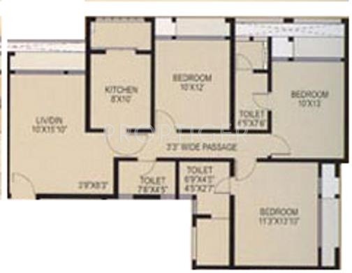 Pm Group Garden Estate Floor Plan (3BHK+3T)