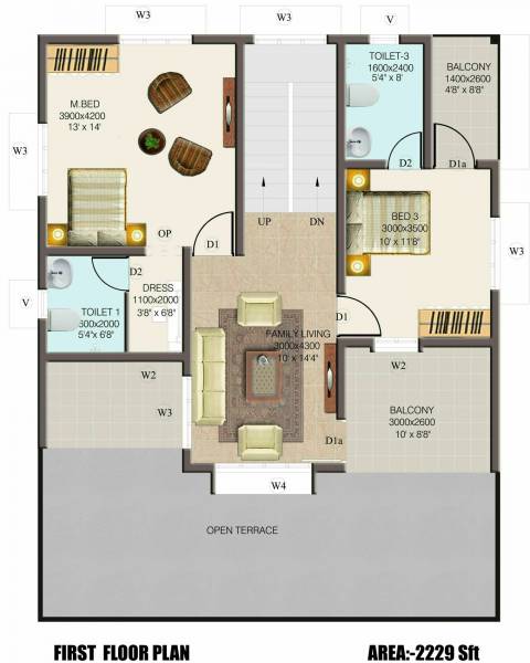 Confident Aries (3BHK+4T (2,229 sq ft) 2229 sq ft)