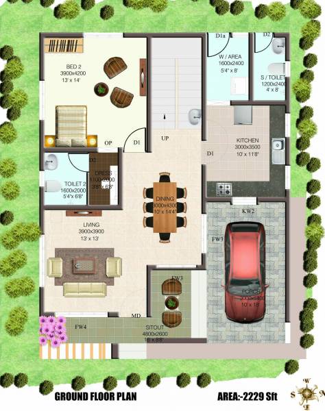 Confident Aries (3BHK+4T (2,229 sq ft) 2229 sq ft)