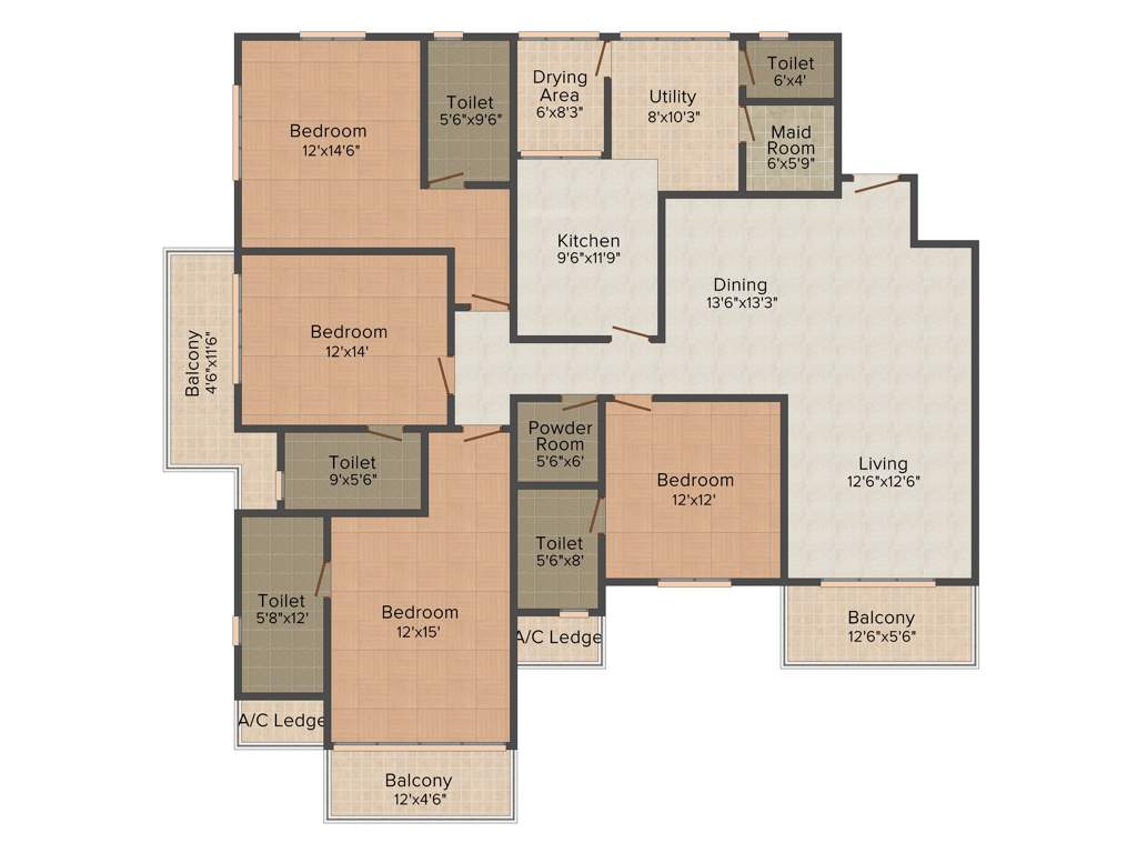 Prestige Neptunes Courtyard (4BHK+4T (2,744 sq ft) 2744 sq ft)
