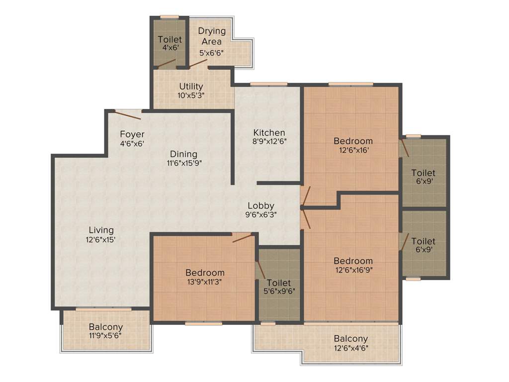 Prestige Neptunes Courtyard (3BHK+3T (2,149 sq ft) 2149 sq ft)