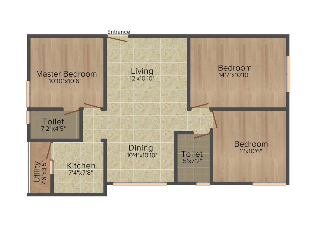 Trifecta Joli (3BHK+2T (1,130 sq ft) 1130 sq ft)