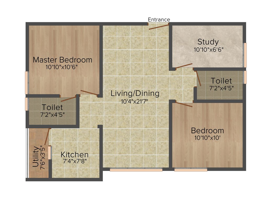 Trifecta Joli (2BHK+2T (975 sq ft) + Study Room 975 sq ft)