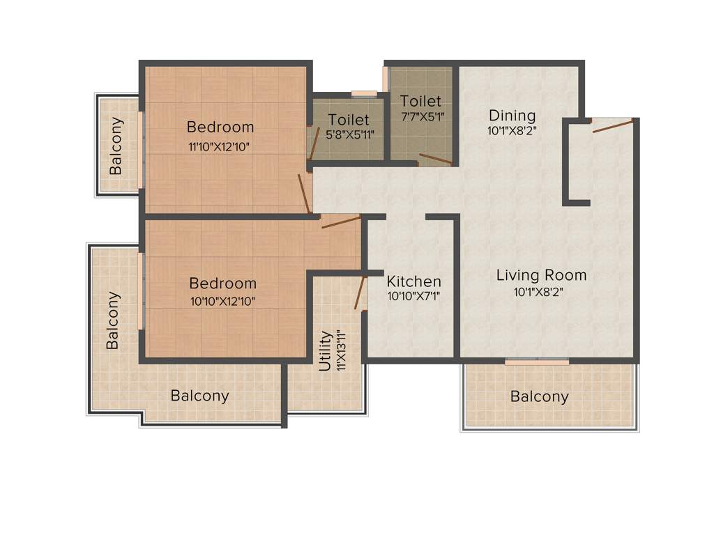 Millennia Mount Galilee (2BHK+2T (1,355 sq ft) 1355 sq ft)