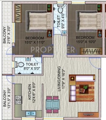 RGV RGV Flats (2BHK+2T (1,230 sq ft) 1230 sq ft)