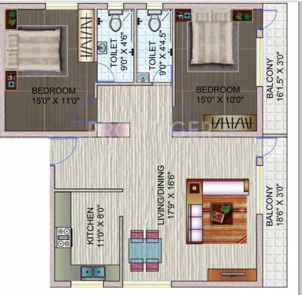 RGV RGV Flats (2BHK+2T (1,340 sq ft) 1340 sq ft)