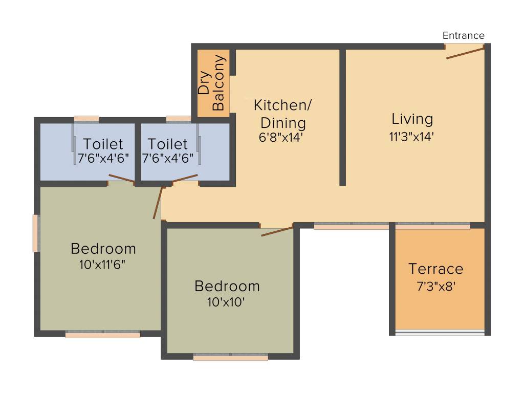 SRK Mynest (2BHK+2T (856 sq ft) 856 sq ft)