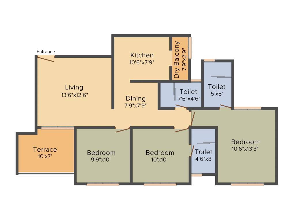 SRK Mynest (3BHK+3T (1,186 sq ft) 1186 sq ft)