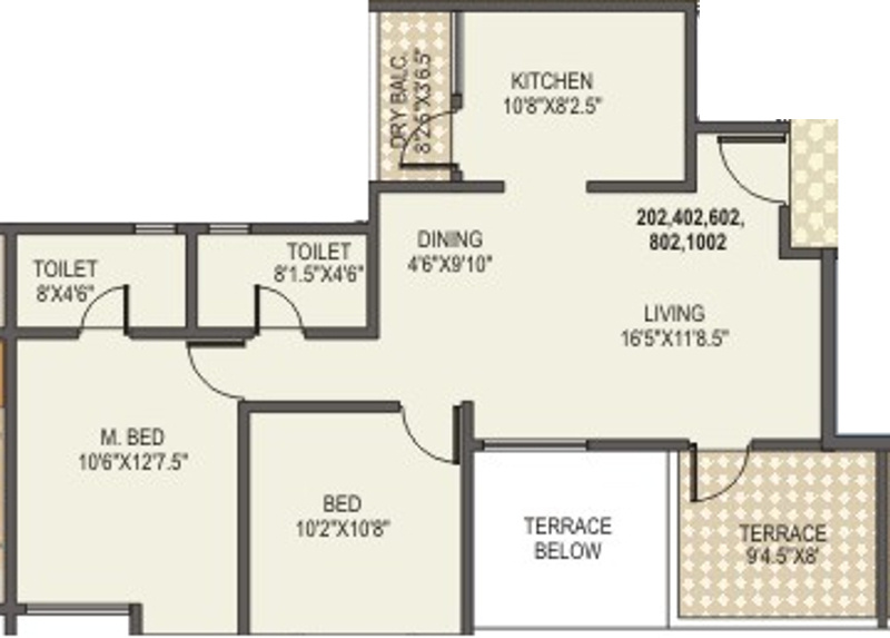 Sancheti Belcastel (2BHK+2T (1,059 sq ft) 1059 sq ft)