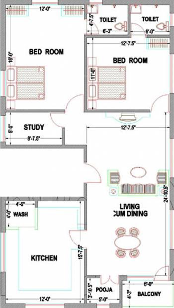 Arthi Thiruvarul (2BHK+2T (1,400 sq ft) + Study Room 1400 sq ft)
