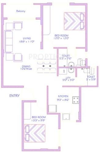 Suraksha Golden Palms (2BHK+2T (1,005 sq ft) 1005 sq ft)