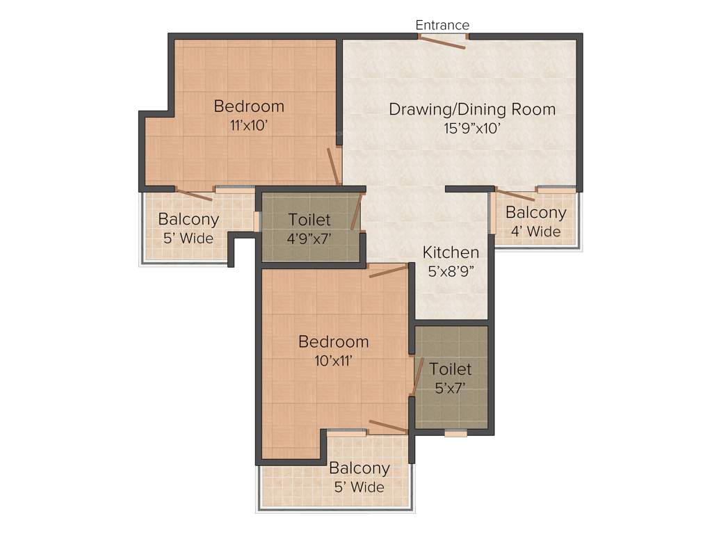 Supertech Livingston (2BHK+2T (870 sq ft) 870 sq ft)