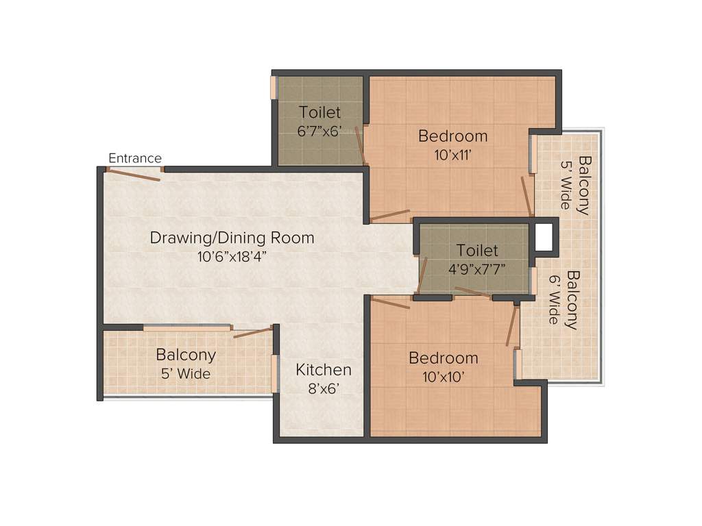 Supertech Livingston (2BHK+2T (1,000 sq ft) 1000 sq ft)