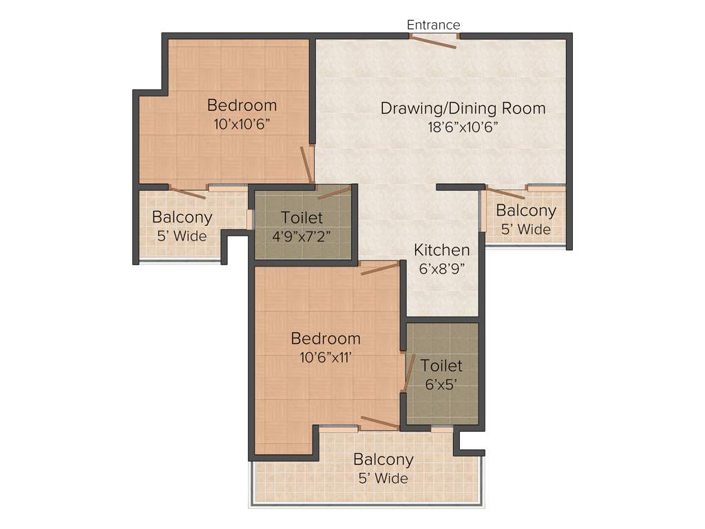 Supertech Livingston (2BHK+2T (1,015 sq ft) 1015 sq ft)