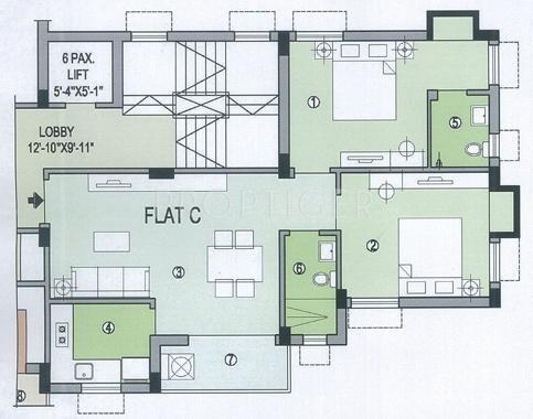 Ganguly 4 Sight Vidyasagar (2BHK+2T (1,067 sq ft) 1067 sq ft)
