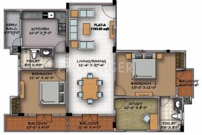 Sumanth Sreshta Suchitra (2BHK+2T (1,194 sq ft)   Study Room 1194 sq ft)
