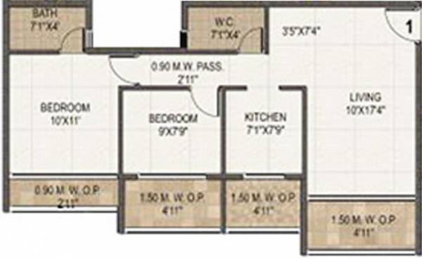 Nisarg Greens (2BHK+2T (1,030 sq ft) 1030 sq ft)