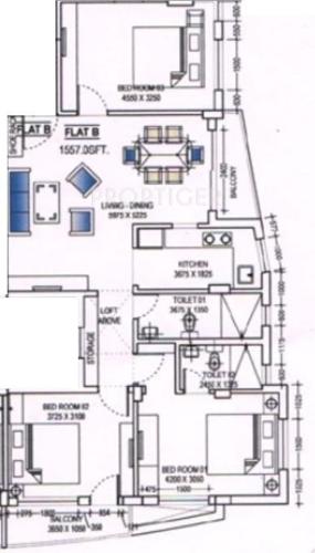 Ganguly 4 Sight Sapphire (3BHK+3T (1,557 sq ft) 1557 sq ft)