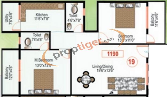Eternity Ecstasy (2BHK+2T (1,190 sq ft) 1190 sq ft) Eternity Ecstasy (2BHK+2T (1,190 sq ft) 1190 sq ft)