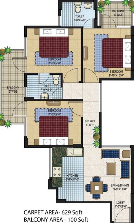 Agrasain Aagman (3BHK+2T (629 sq ft) 629 sq ft)
