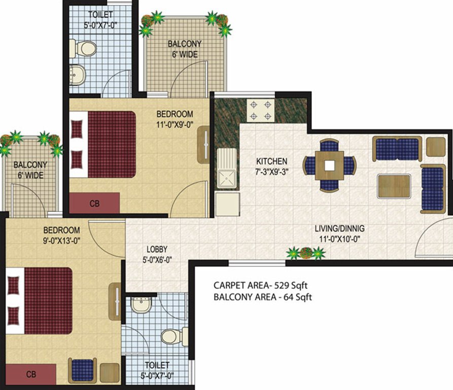 Agrasain Aagman (2BHK+2T (529 sq ft) 529 sq ft)