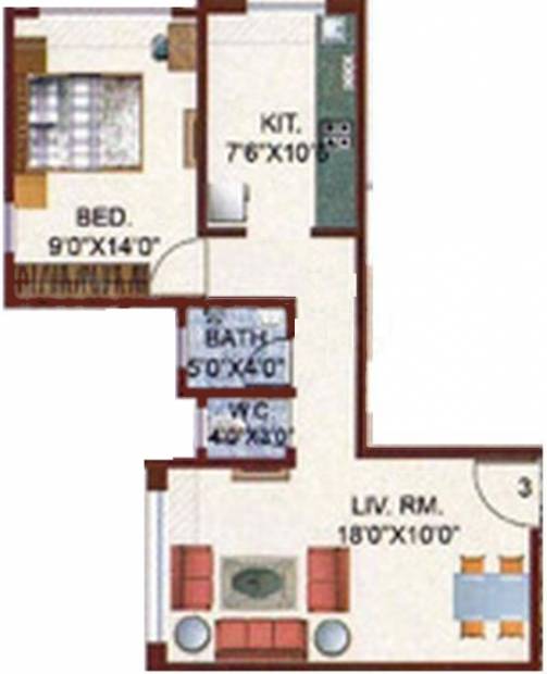 KJ Takshashila Apartments (1BHK+1T (680 sq ft) 680 sq ft)