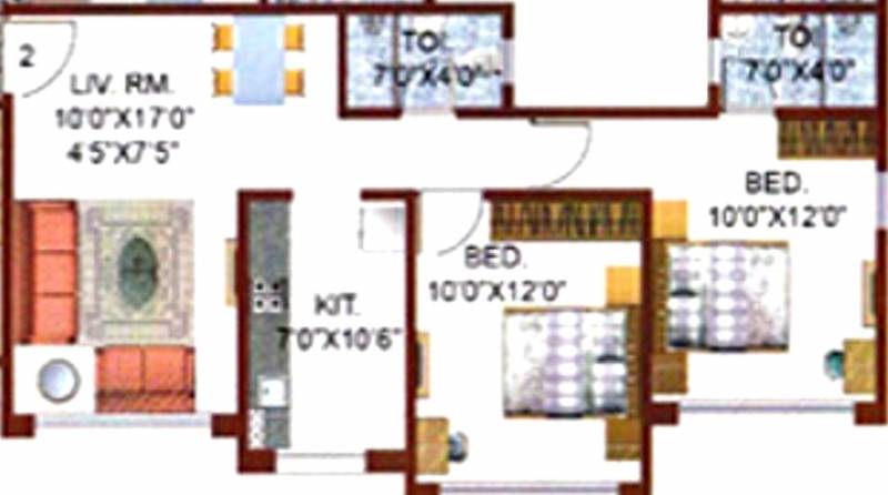 KJ Takshashila Apartments (2BHK+2T (1,050 sq ft) 1050 sq ft)