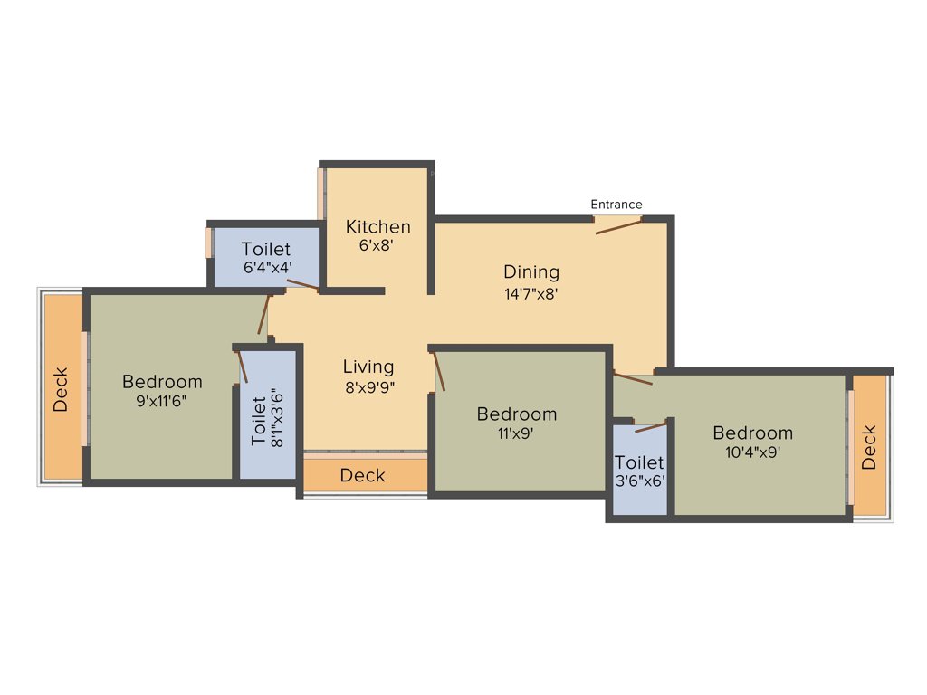 Cancun Skylark (3BHK+3T (1,325 sq ft) 1325 sq ft)