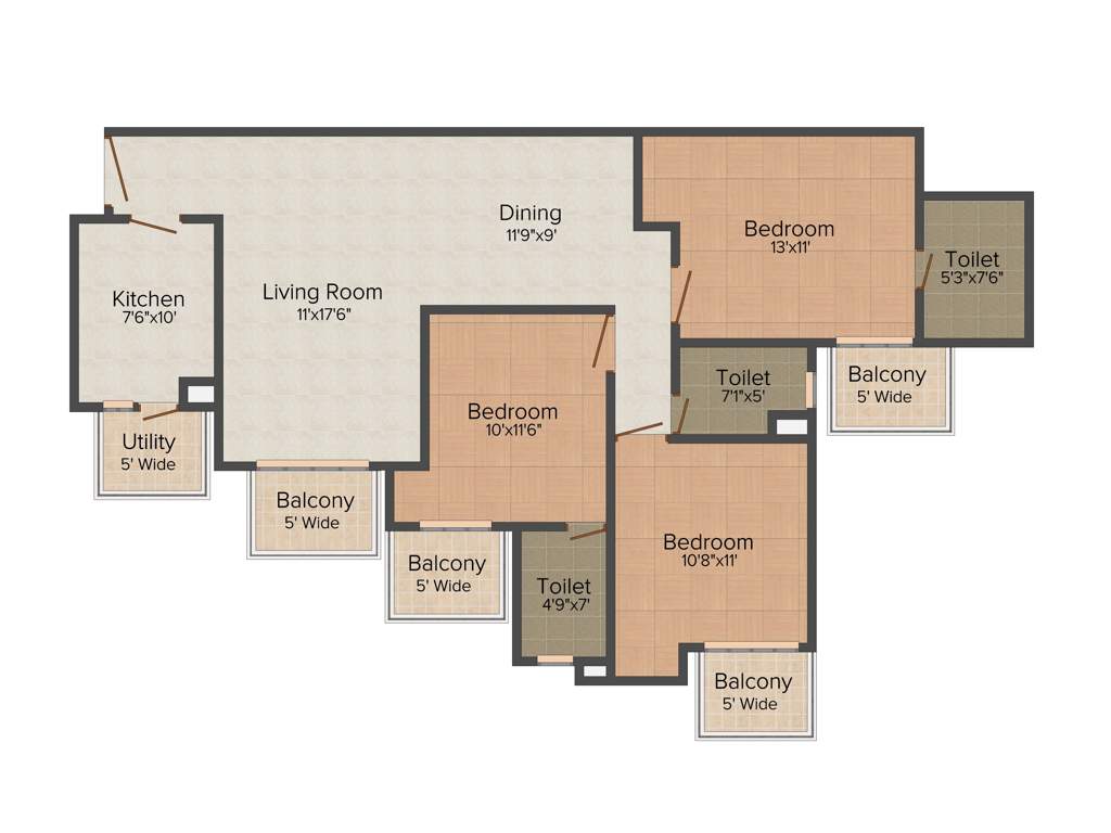 Heritage Ozone Square (3BHK+3T (1,500 sq ft) 1500 sq ft)