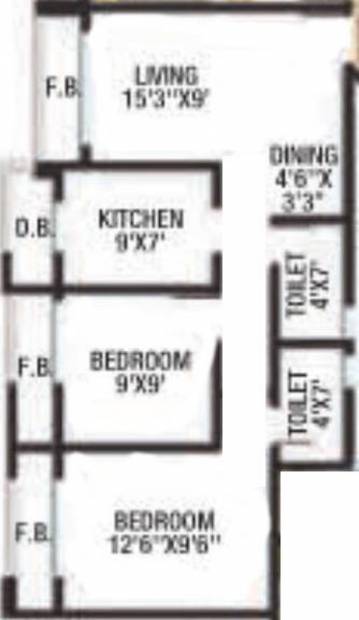 Anchor Park (2BHK+2T (802 sq ft) 802 sq ft)