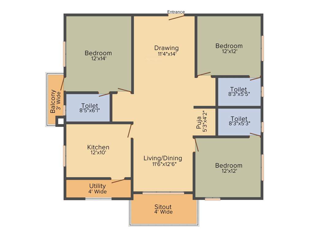 Theme Golf View (3BHK+3T (1,920 sq ft) + Pooja Room 1920 sq ft)