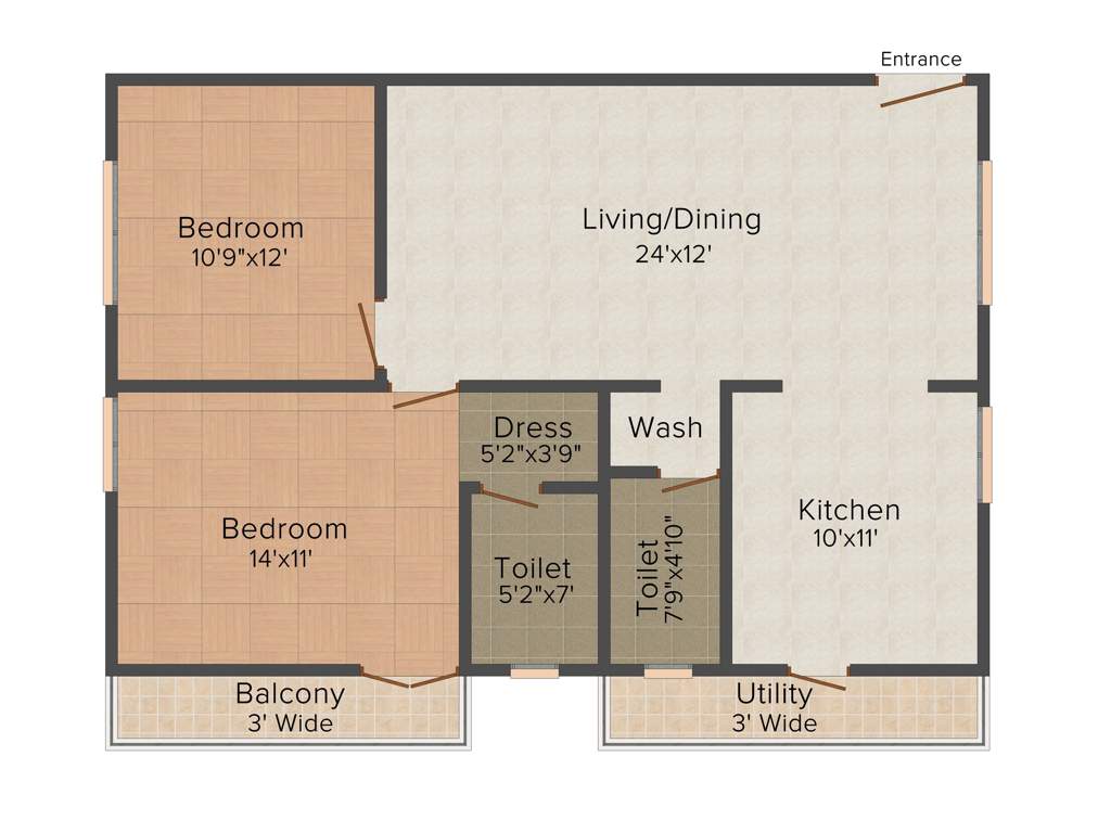 Anubhava Ishwerya Elite (2BHK+2T (1,175 sq ft) 1175 sq ft)