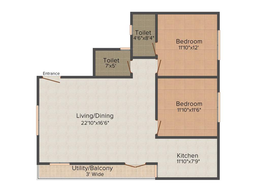 Anubhava Ishwerya Elite (2BHK+2T (1,225 sq ft) 1225 sq ft)