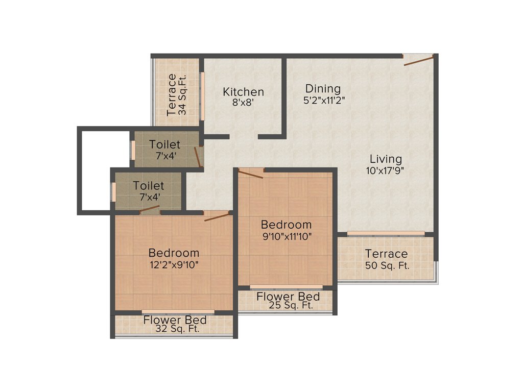 Neel Ashima (2BHK+2T (1,222 sq ft) 1222 sq ft)