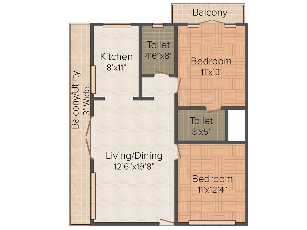 Anubhava Ishwerya Mayflower (2BHK+2T (1,060 sq ft) 1060 sq ft)