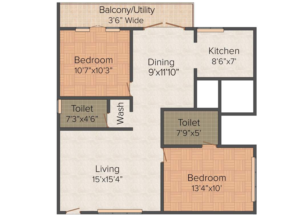 Anubhava Ishwerya Mayflower (2BHK+2T (1,100 sq ft) 1100 sq ft)